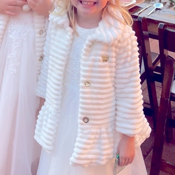 Juicy Couture White Faux Fur Winter Coat Cream Sz 3T